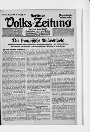 Berliner Volkszeitung vom 27.08.1925