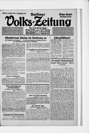 Berliner Volkszeitung vom 09.09.1925