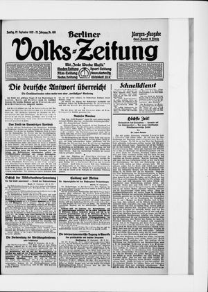Berliner Volkszeitung vom 27.09.1925