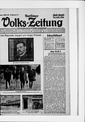Berliner Volkszeitung vom 09.10.1925