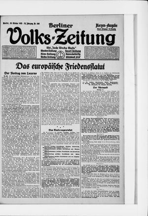 Berliner Volkszeitung on Oct 20, 1925