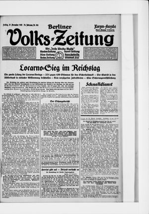 Berliner Volkszeitung vom 27.11.1925