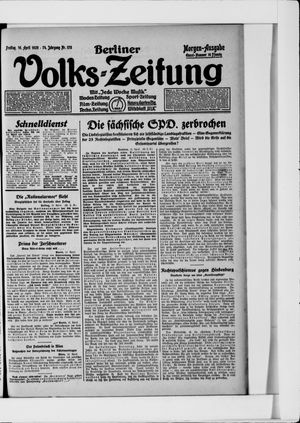 Berliner Volkszeitung on Apr 16, 1926