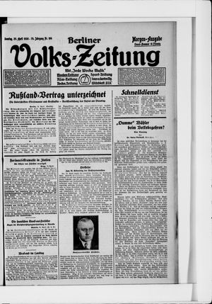 Berliner Volkszeitung vom 25.04.1926