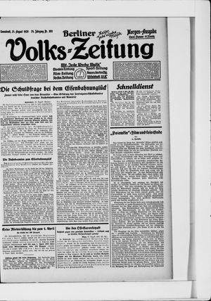 Berliner Volkszeitung on Aug 21, 1926