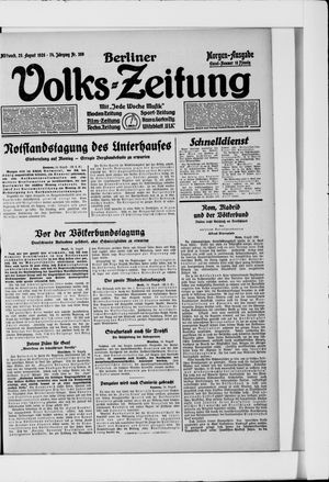 Berliner Volkszeitung vom 25.08.1926