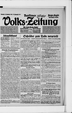 Berliner Volkszeitung vom 18.09.1926