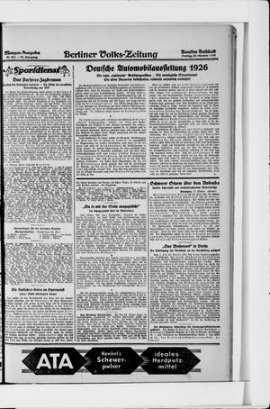 Berliner Volkszeitung vom 29.10.1926