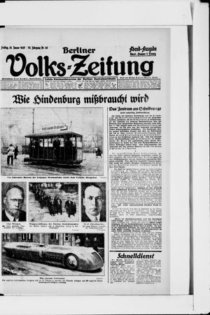 Berliner Volkszeitung vom 21.01.1927