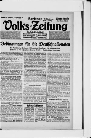 Berliner Volkszeitung vom 22.01.1927