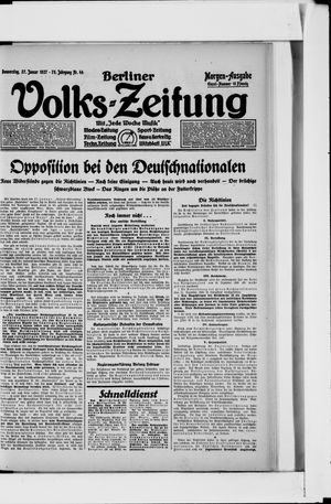 Berliner Volkszeitung vom 27.01.1927