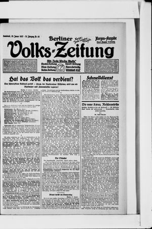 Berliner Volkszeitung on Jan 29, 1927