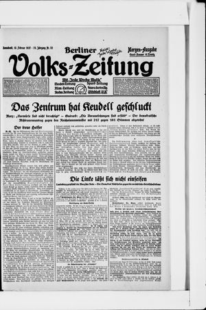 Berliner Volkszeitung on Feb 12, 1927