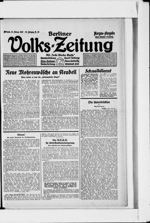 Berliner Volkszeitung on Feb 16, 1927