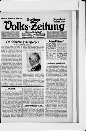 Berliner Volkszeitung on Feb 17, 1927