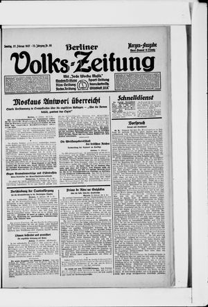 Berliner Volkszeitung on Feb 27, 1927