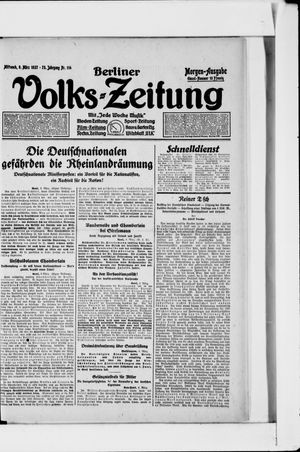 Berliner Volkszeitung on Mar 9, 1927