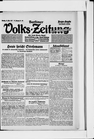 Berliner Volkszeitung on Mar 22, 1927