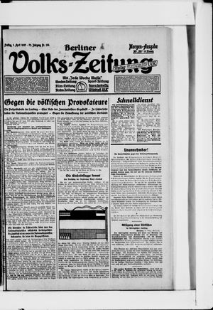 Berliner Volkszeitung vom 01.04.1927
