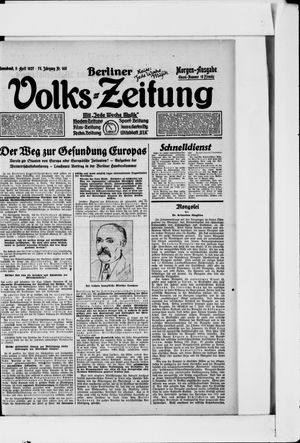 Berliner Volkszeitung on Apr 9, 1927