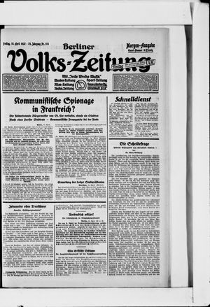 Berliner Volkszeitung vom 15.04.1927