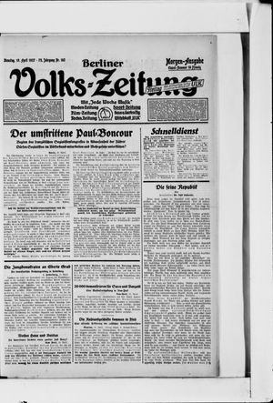 Berliner Volkszeitung vom 19.04.1927