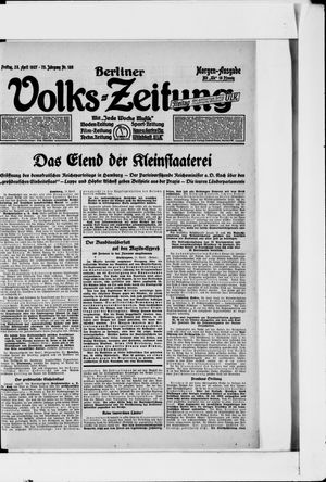 Berliner Volkszeitung on Apr 22, 1927