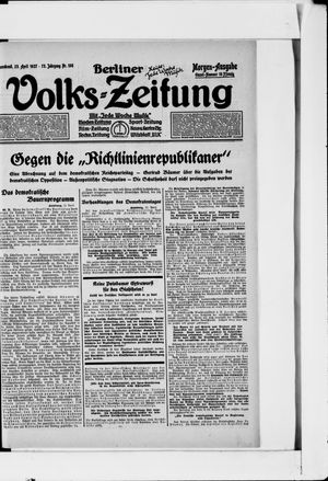 Berliner Volkszeitung on Apr 23, 1927