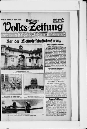 Berliner Volkszeitung on Apr 27, 1927