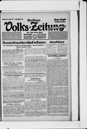 Berliner Volkszeitung on Apr 28, 1927