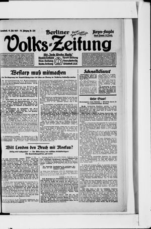 Berliner Volkszeitung on May 14, 1927