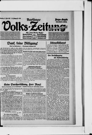 Berliner Volkszeitung vom 21.06.1927