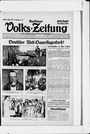 Berliner Volkszeitung on Aug 5, 1927