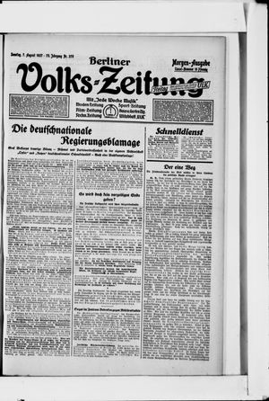 Berliner Volkszeitung on Aug 7, 1927