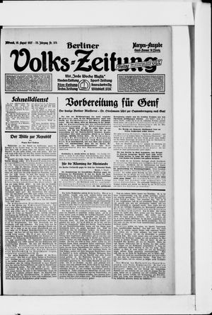Berliner Volkszeitung on Aug 10, 1927