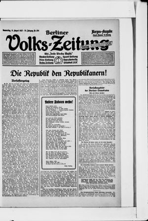 Berliner Volkszeitung vom 11.08.1927