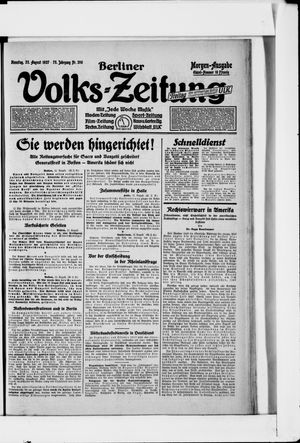 Berliner Volkszeitung on Aug 23, 1927