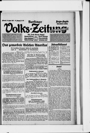 Berliner Volkszeitung on Aug 24, 1927