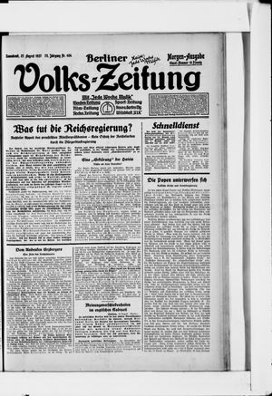 Berliner Volkszeitung vom 27.08.1927