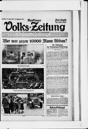Berliner Volkszeitung on Aug 27, 1927