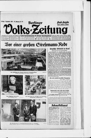 Berliner Volkszeitung vom 02.09.1927