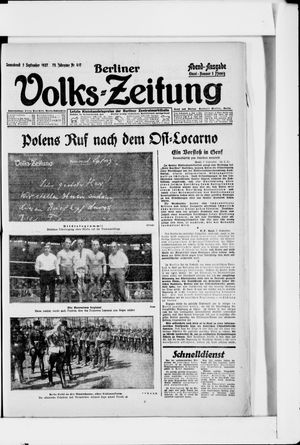 Berliner Volkszeitung vom 03.09.1927