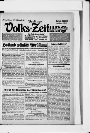 Berliner Volkszeitung vom 07.09.1927
