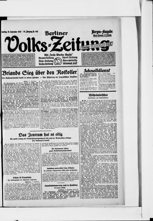 Berliner Volkszeitung on Sep 18, 1927
