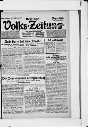Berliner Volkszeitung vom 20.09.1927