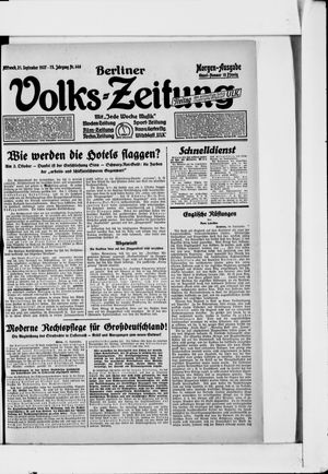 Berliner Volkszeitung vom 21.09.1927