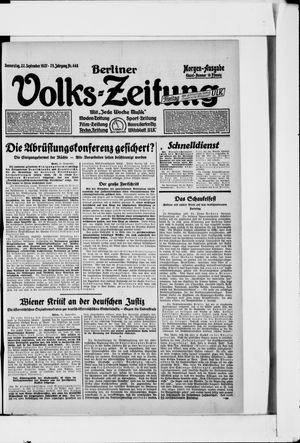 Berliner Volkszeitung vom 22.09.1927
