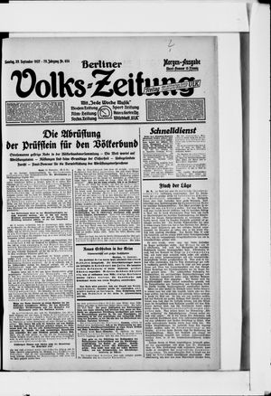 Berliner Volkszeitung vom 25.09.1927