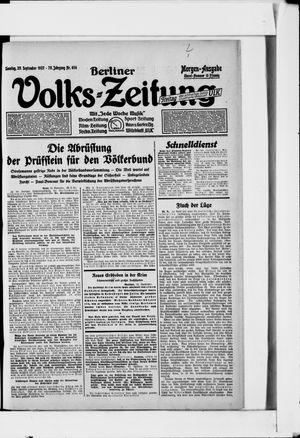 Berliner Volkszeitung on Sep 25, 1927