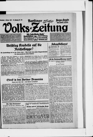 Berliner Volkszeitung vom 01.10.1927